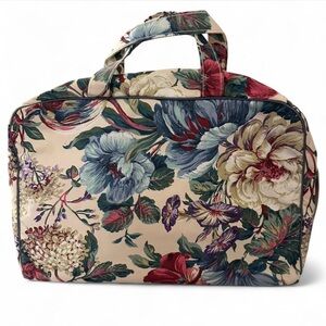 Vintage Trina floral print canvas travel toiletry & cosmetic bag NWT
